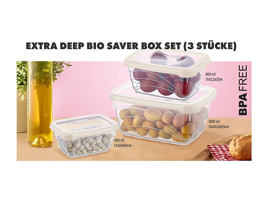 Herzberg HG-L771 : Coffret 3 pièces Extra Deep Bio Saver Ivoire