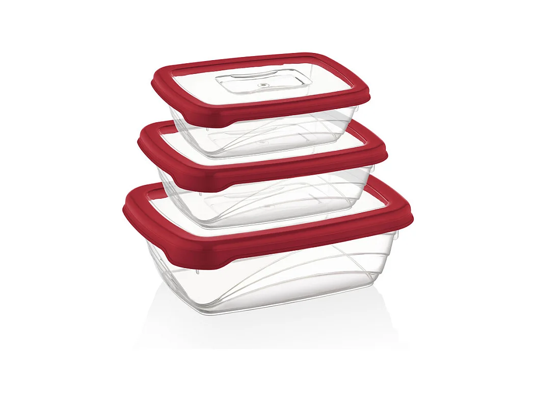 Set di 3 contenitori per conservazione Bio Saver Rosso