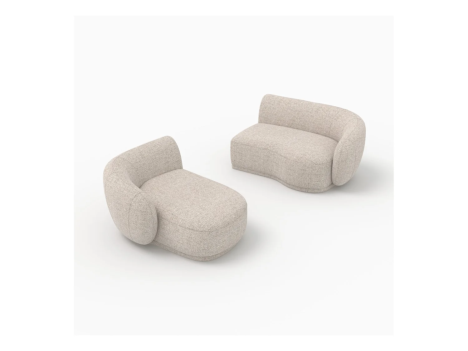 Divano angolare modulare 4 posti in tessuto beige mélangé - Nova