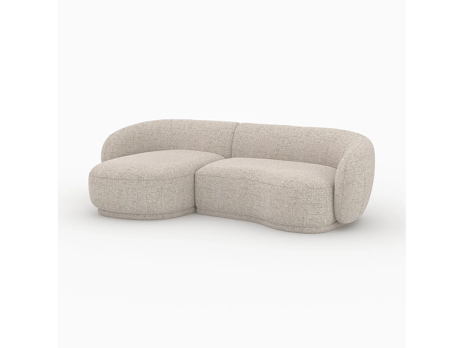 Canapé d'angle modulable 4 places en tissu beige chiné - Nova
