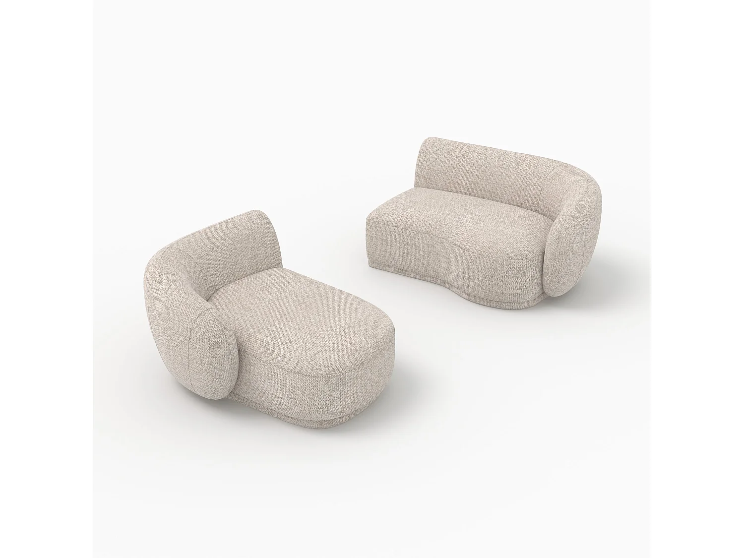 Canapé d'angle modulable 4 places en tissu beige chiné - Nova