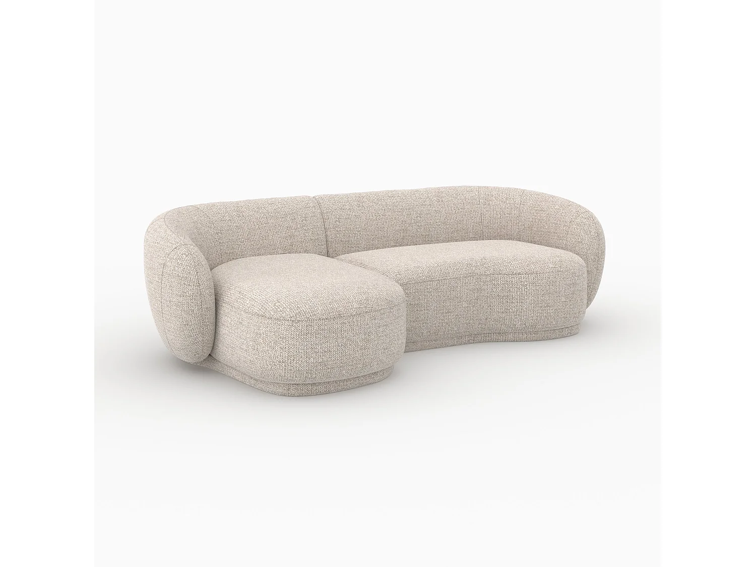 Canapé d'angle modulable 4 places en tissu beige chiné - Nova