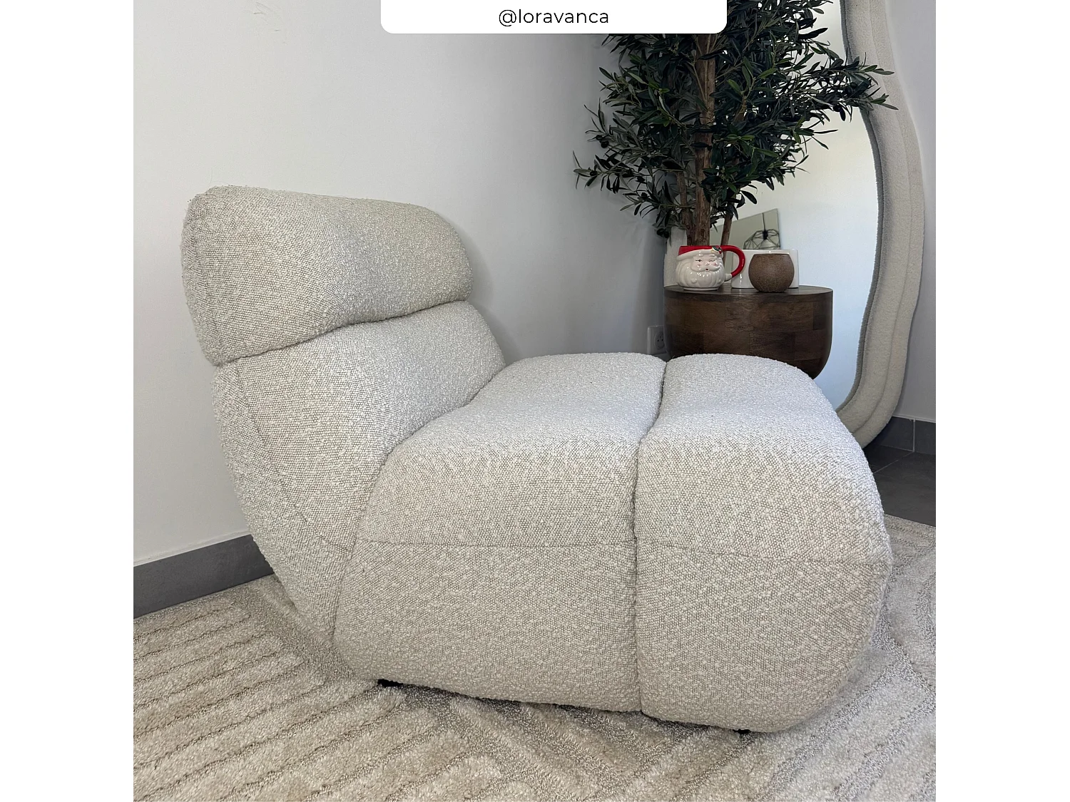 Fauteuil en tissu bouclé blanc - Teddy