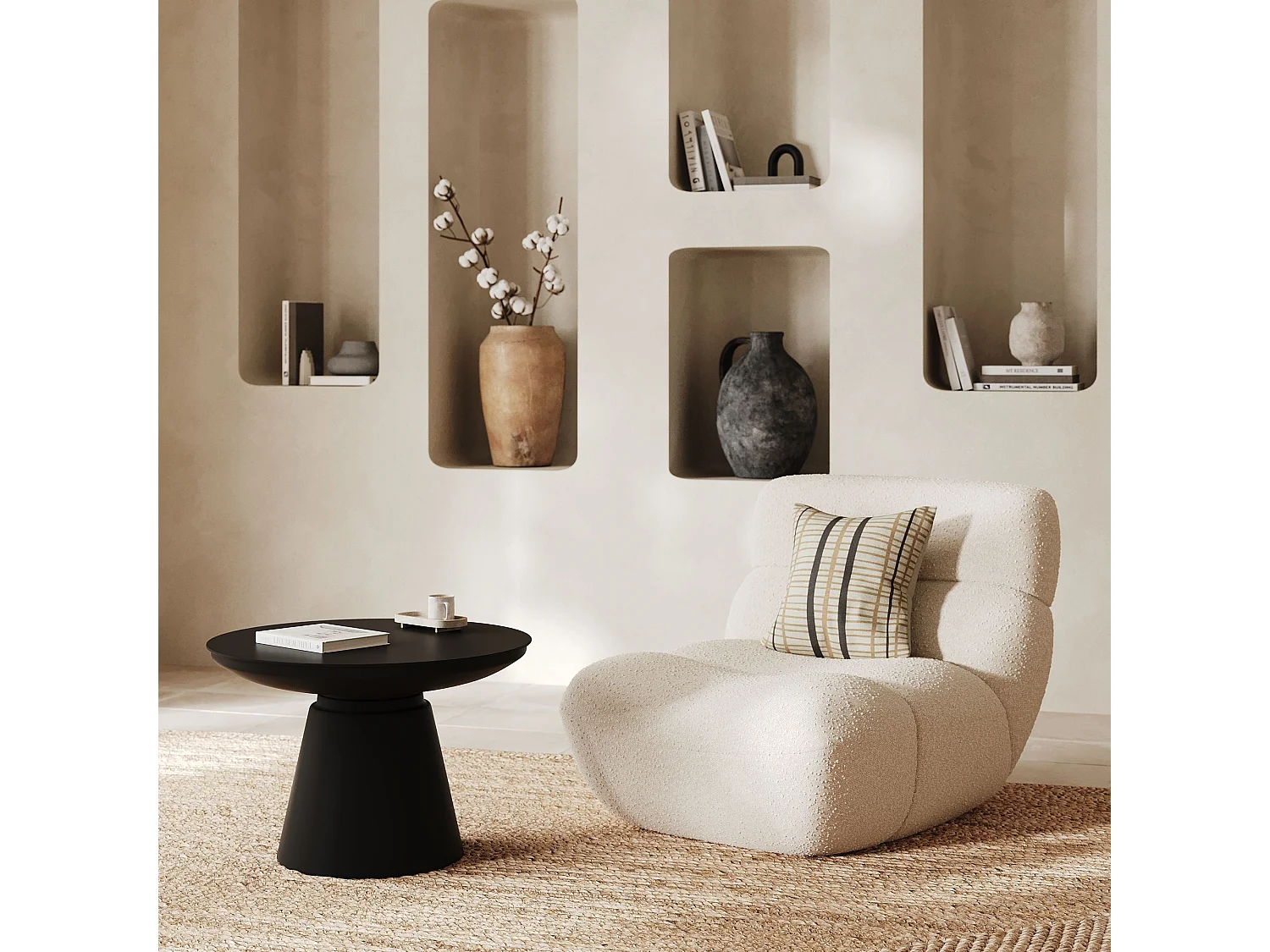 Fauteuil en tissu bouclé blanc - Teddy