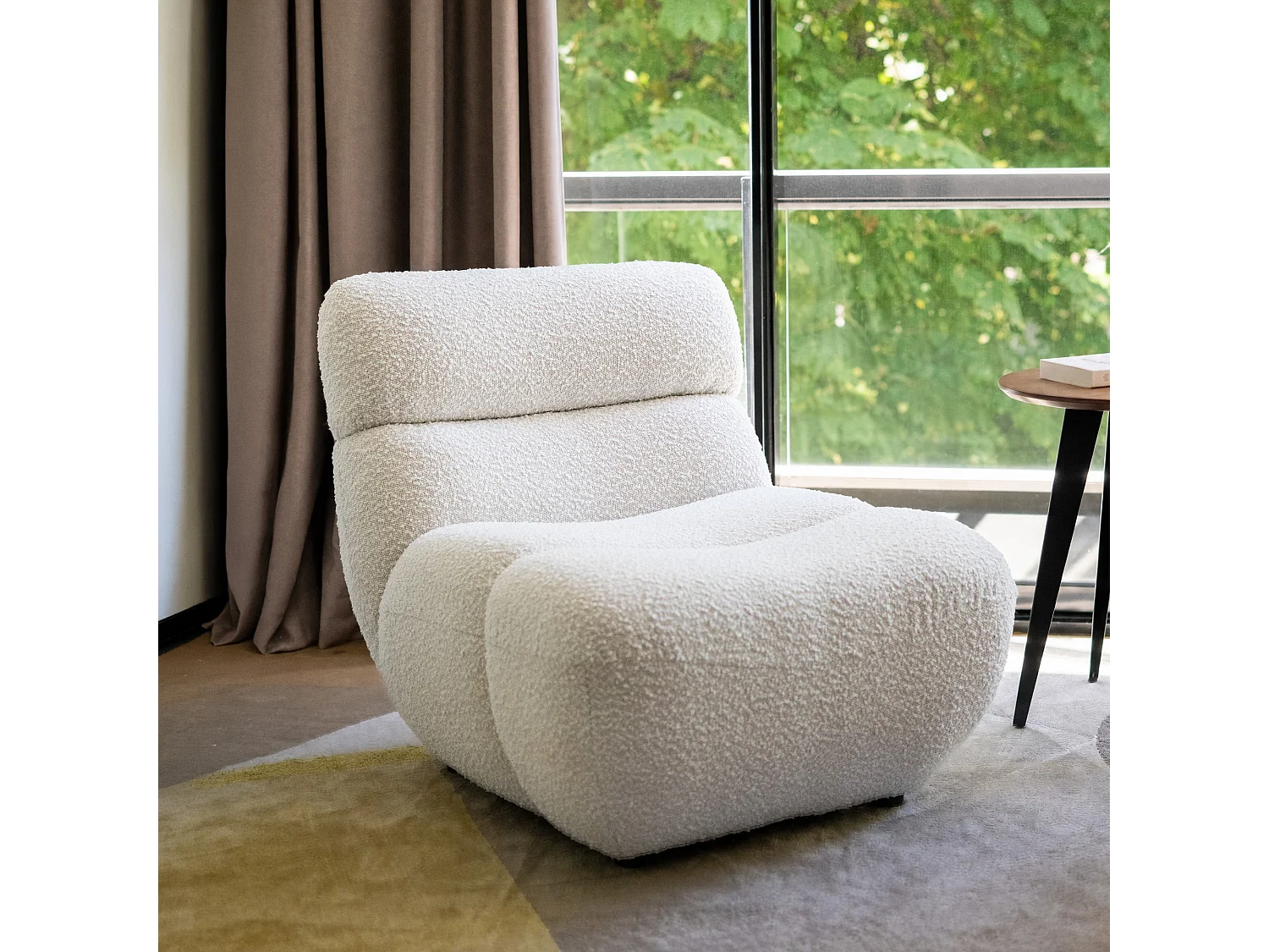 Weiße Bouclé-Stoff-Sessel - Teddy
