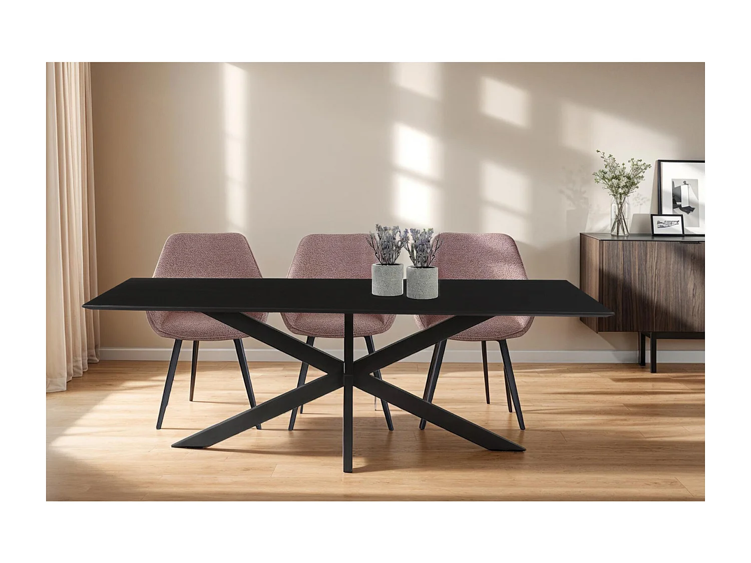 URBAN-Mesa de comedor 8/10 personas 220 cm de madera negra
