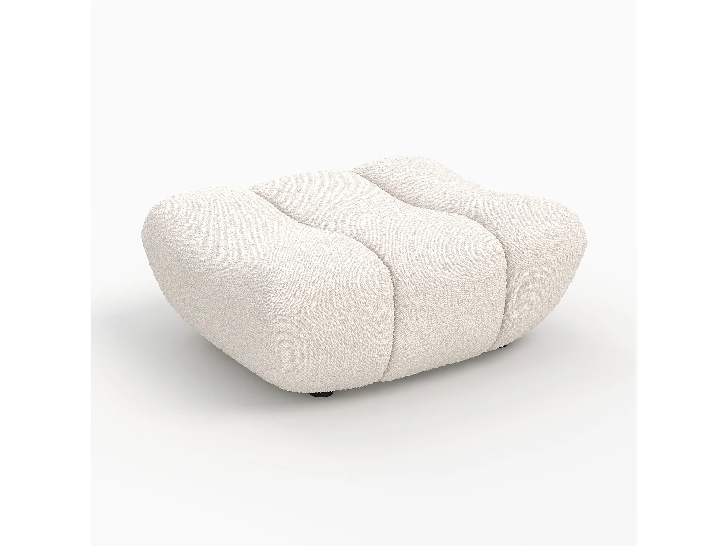 Pouf repose-pieds en tissu bouclé blanc - Teddy