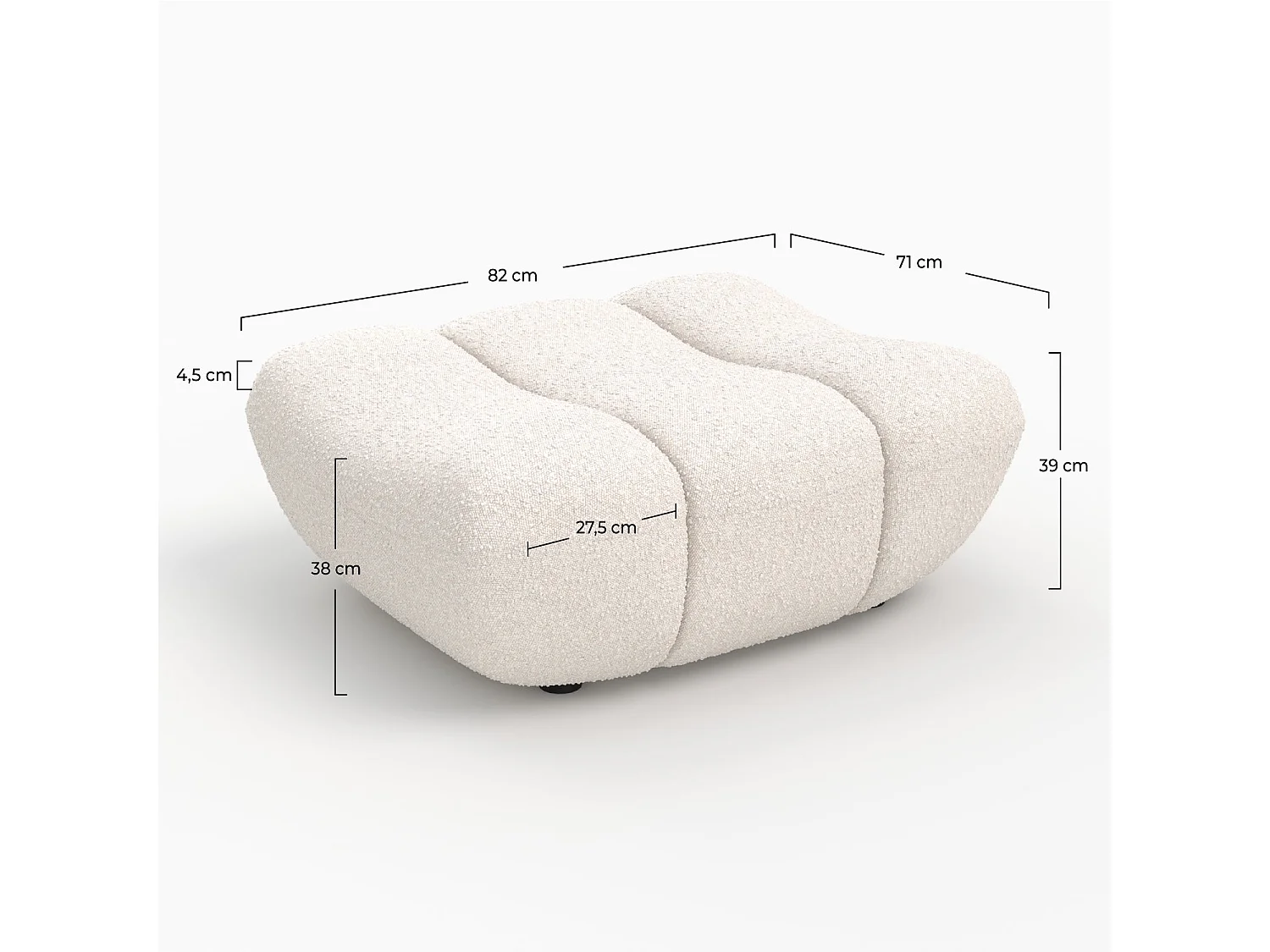 Pouf poggiapiedi in tessuto bouclé bianco - Teddy