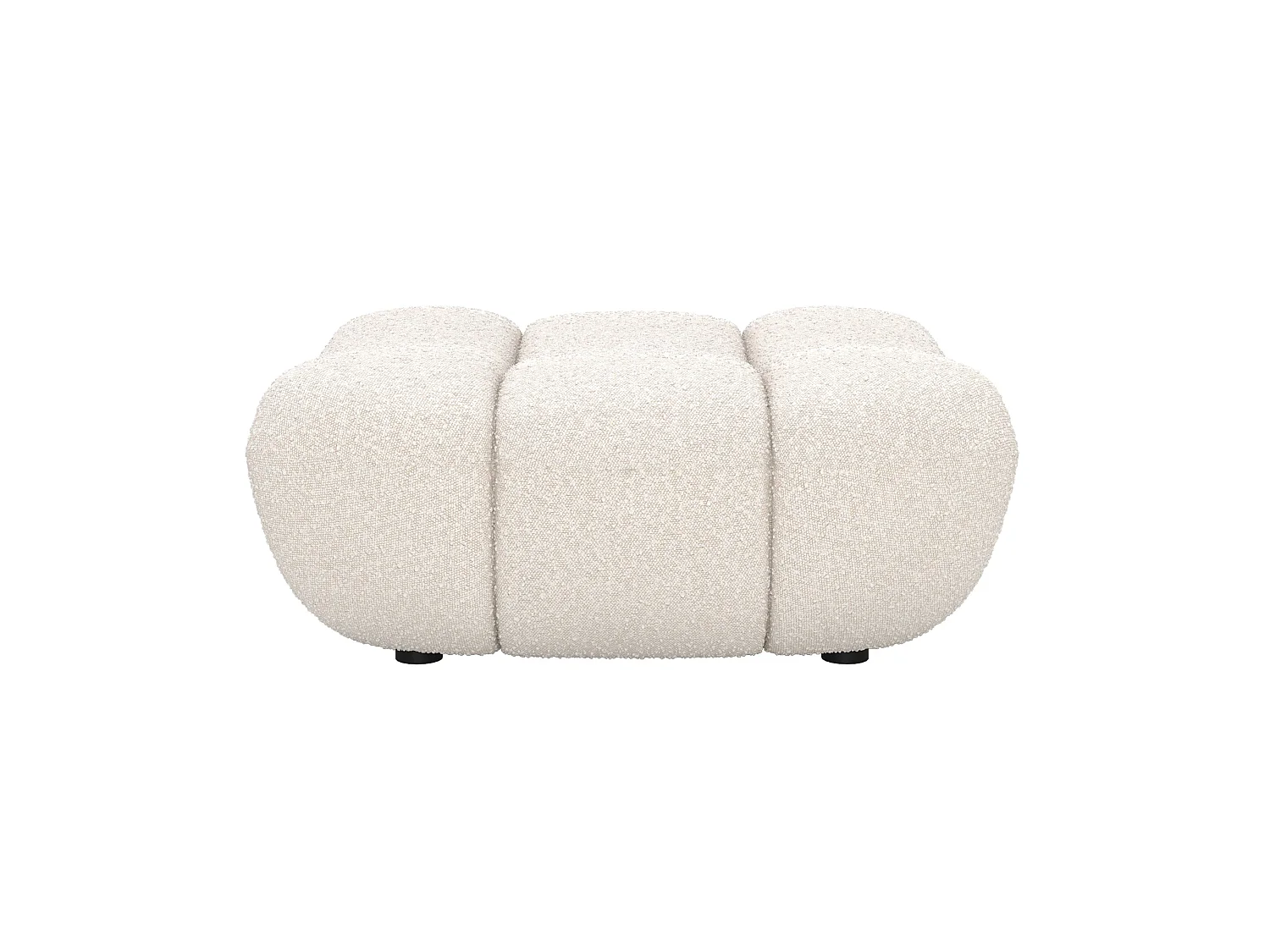 Pouf poggiapiedi in tessuto bouclé bianco - Teddy