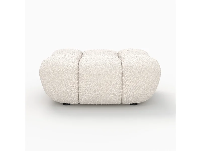 Pouf repose-pieds en tissu bouclé blanc - Teddy