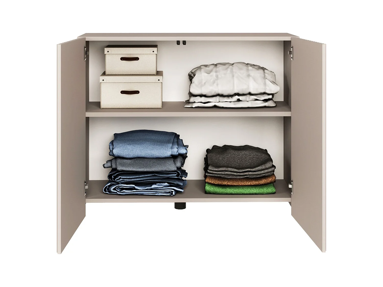 Buffet avec façades à lamelles – 2 portes – beige cachemire – 100 cm – SUNDS