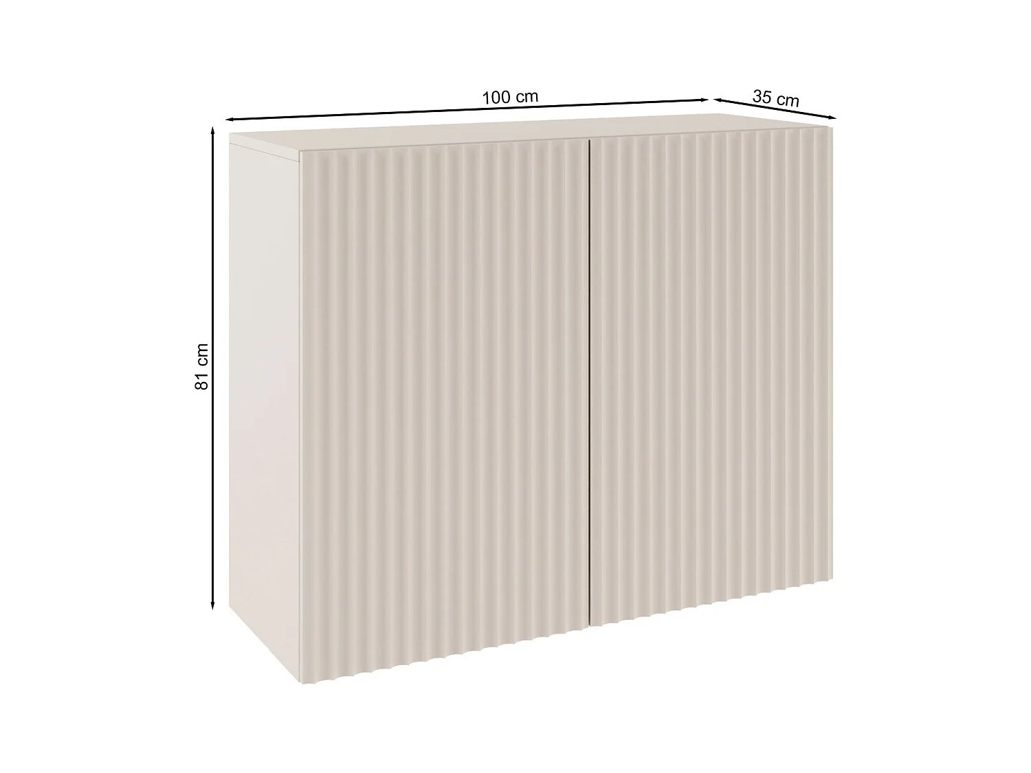 Buffet avec façades à lamelles – 2 portes – beige cachemire – 100 cm – SUNDS