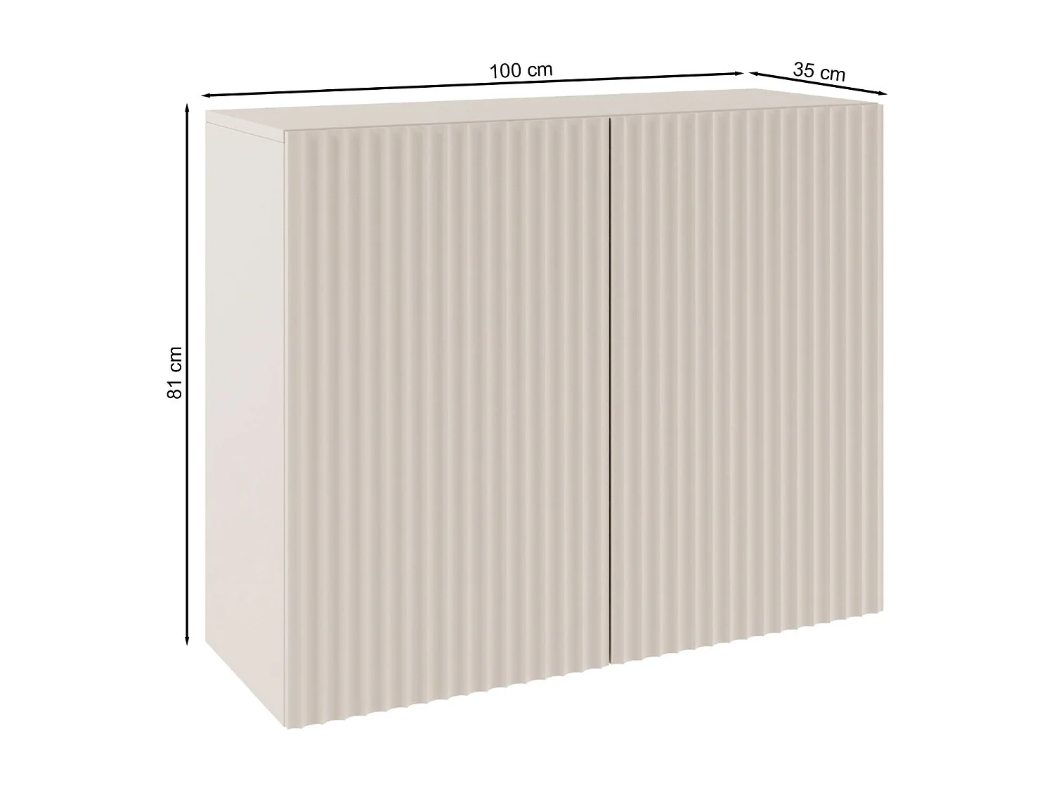 Madia con frontali a lamelle scanalate – 2 ante – beige cashmere – 100 cm – SUNDS