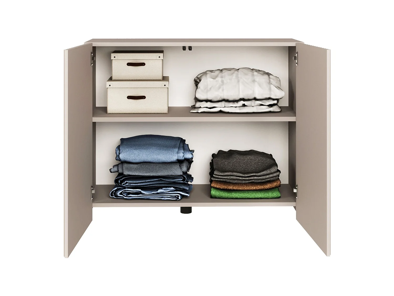 Buffet avec façades à lamelles – 2 portes – beige cachemire – 100 cm – SUNDS