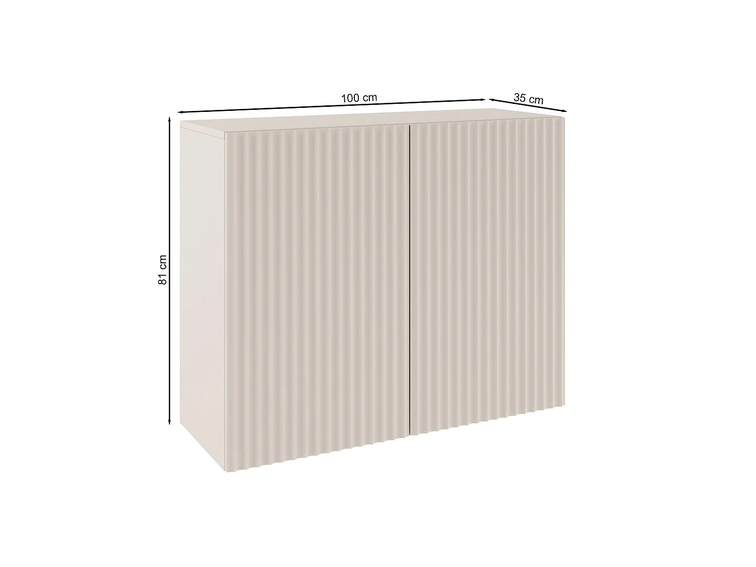 Buffet avec façades à lamelles – 2 portes – beige cachemire – 100 cm – SUNDS