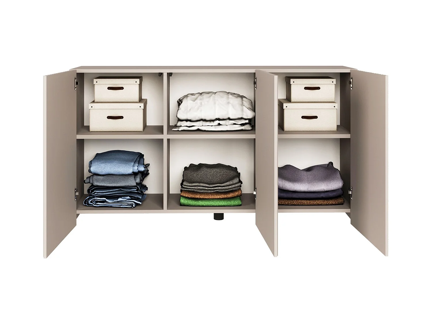 Buffet avec façades à lamelles – 3 portes – beige cachemire – 150 cm – SUNDS