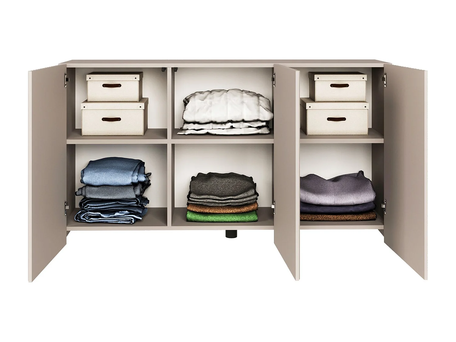 Sideboard mit geriffelten Lamellenfronten – 3-türig – Kaschmirbeige – 150 cm – SUNDS