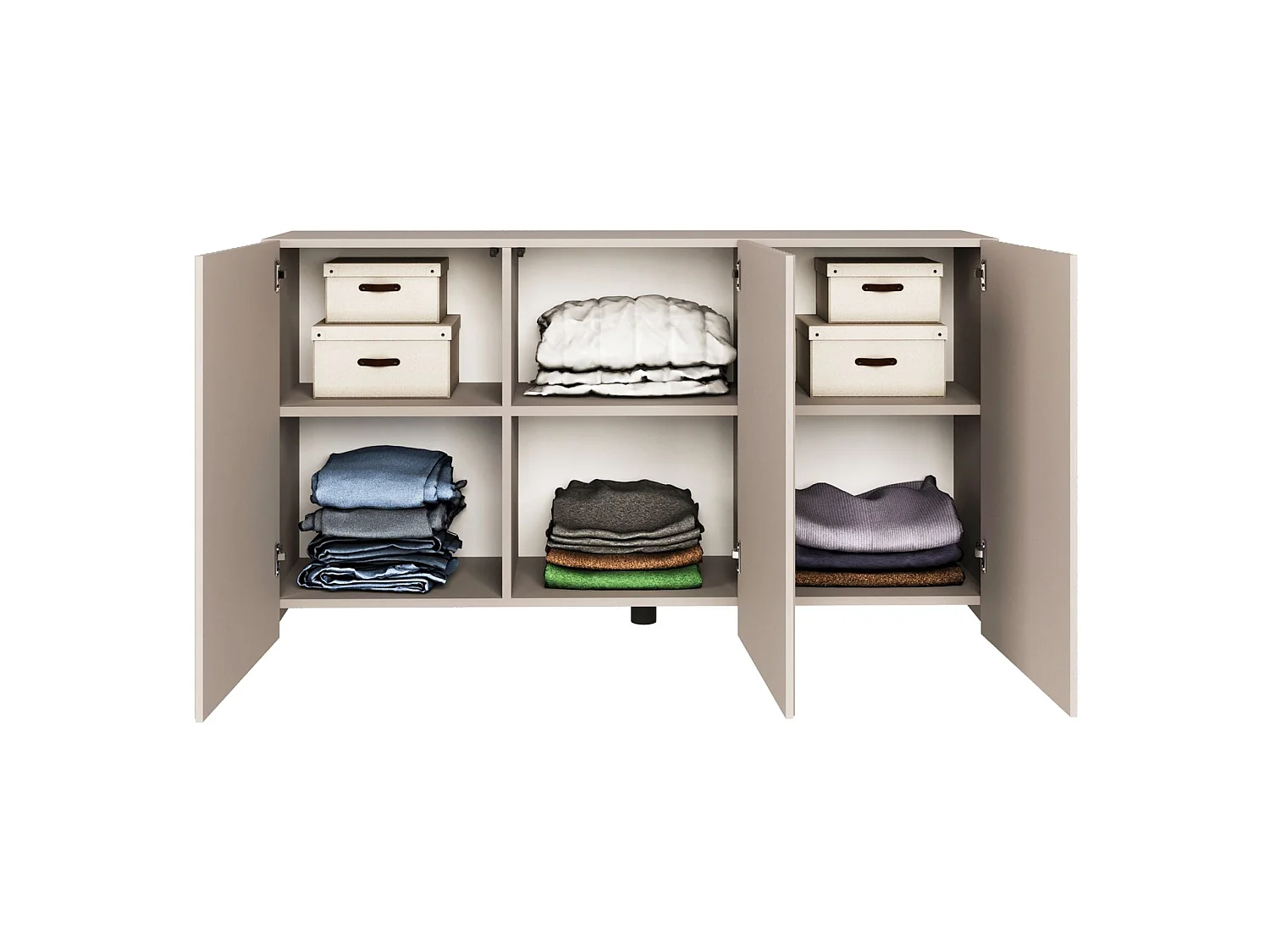Buffet avec façades à lamelles – 3 portes – beige cachemire – 150 cm – SUNDS