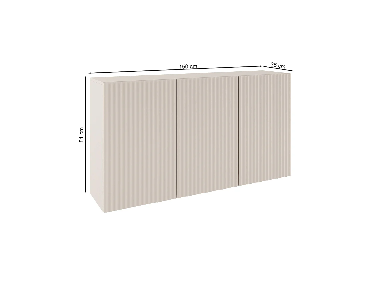 Buffet avec façades à lamelles – 3 portes – beige cachemire – 150 cm – SUNDS