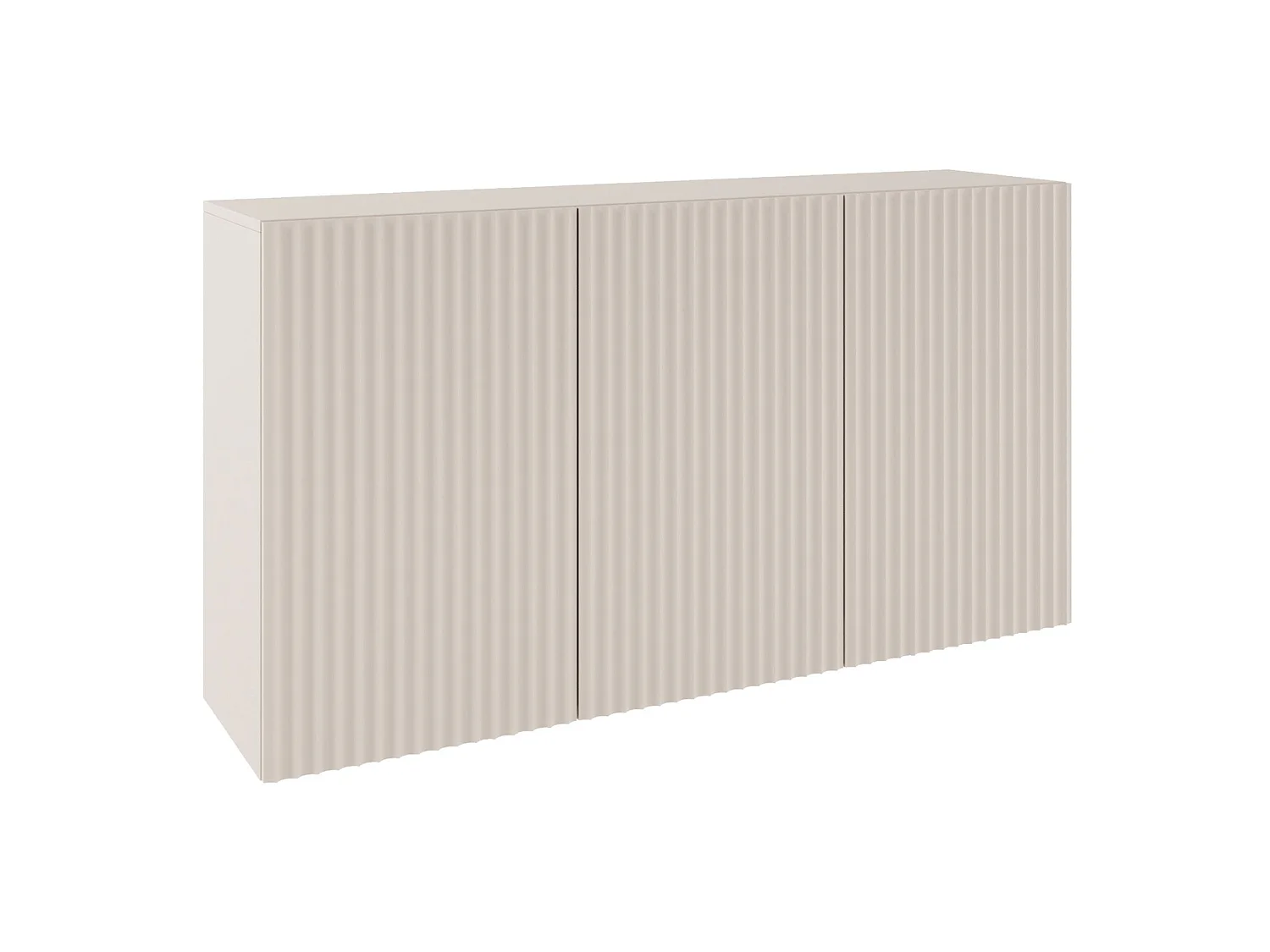 Buffet avec façades à lamelles – 3 portes – beige cachemire – 150 cm – SUNDS