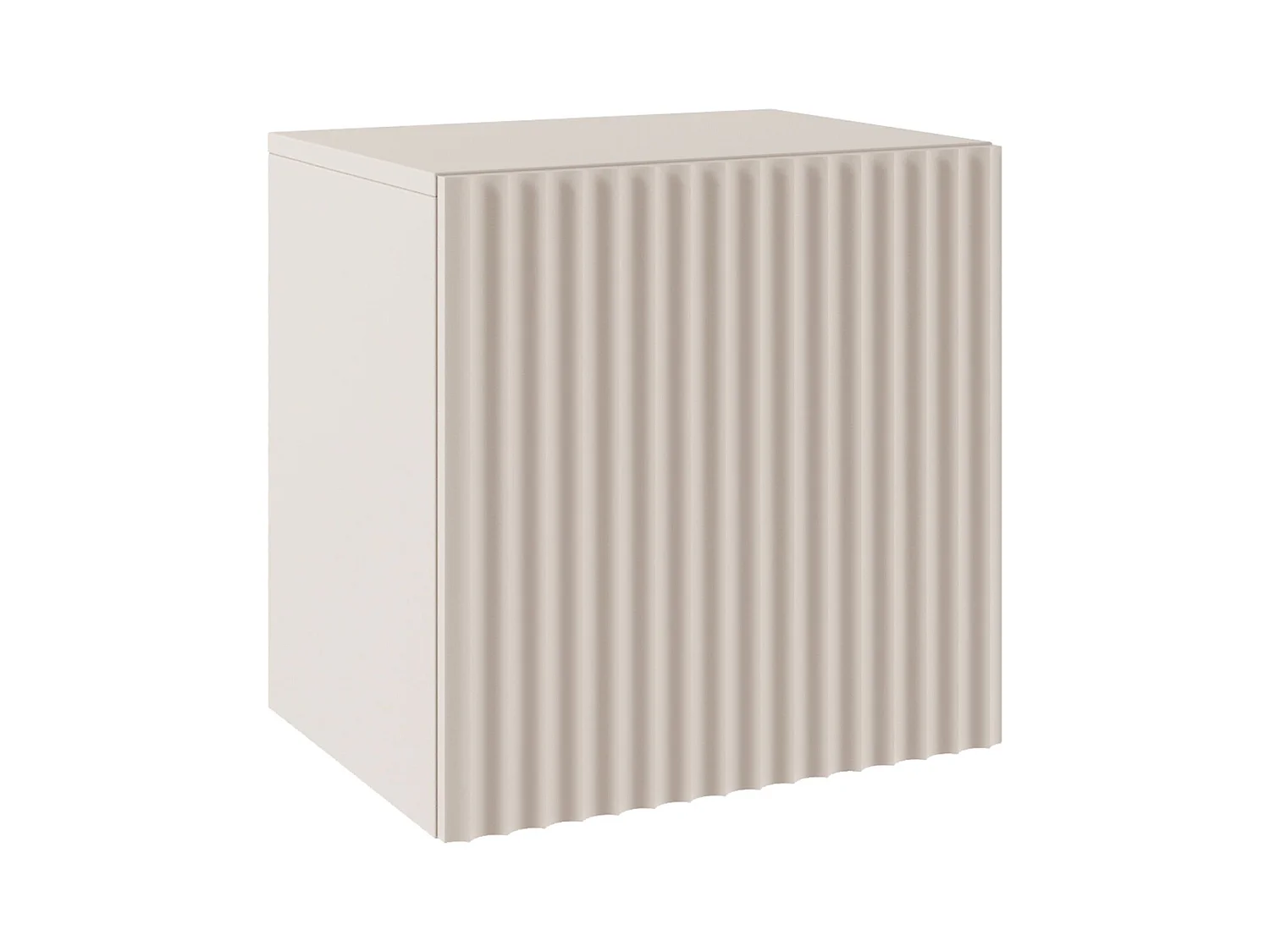 Table de chevet 1 porte avec façade à lamelles rainurées – beige cachemire 50 cm – SUNDS