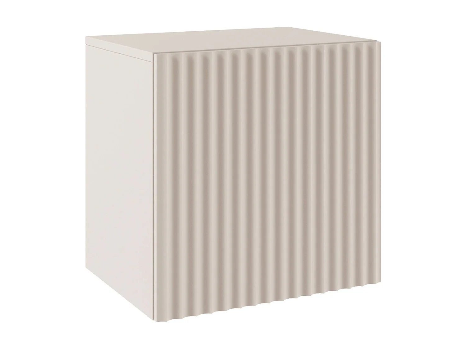 Comodino con frontale a lamelle scanalate – 1 anta – beige cashmere – 50 cm – SUNDS