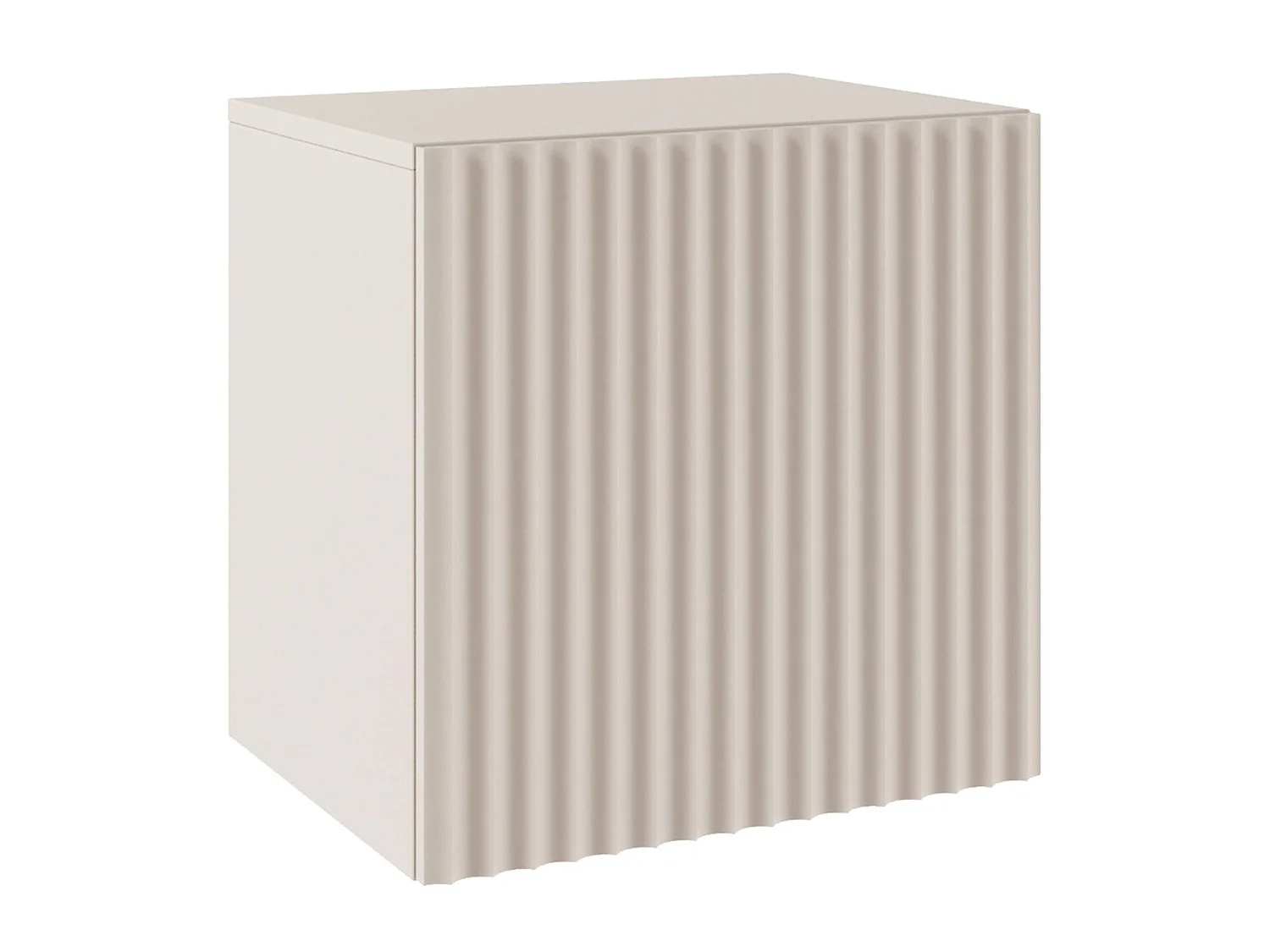 Table de chevet 1 porte avec façade à lamelles rainurées – beige cachemire 50 cm – SUNDS