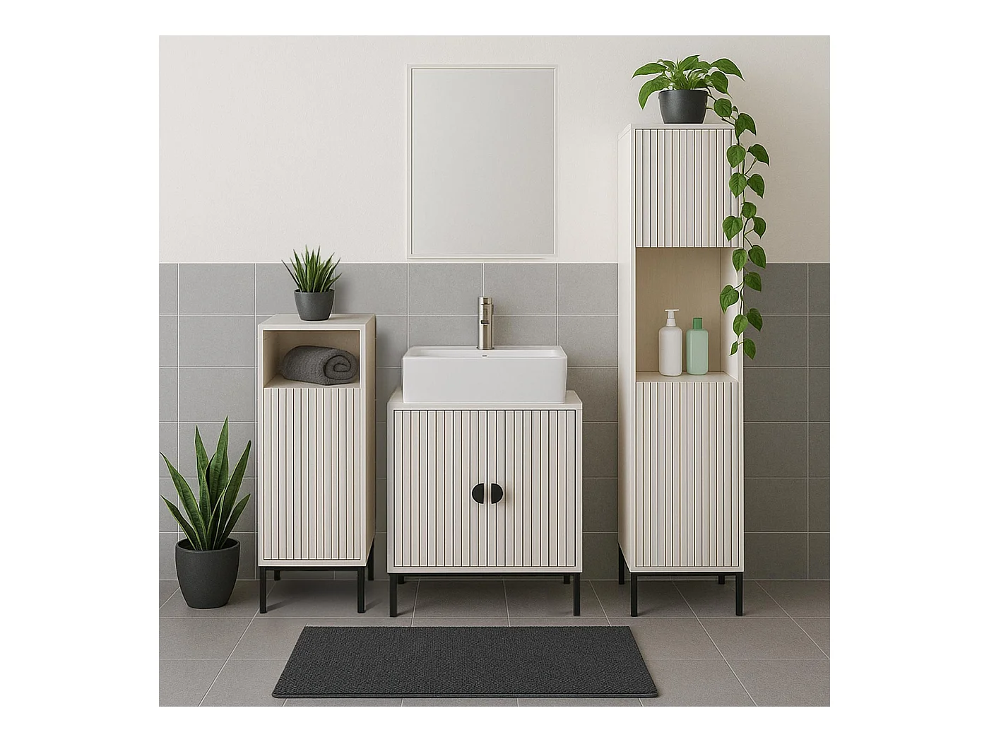 Szafka wysoka MCW-O42,  wygląd drewna beżowy