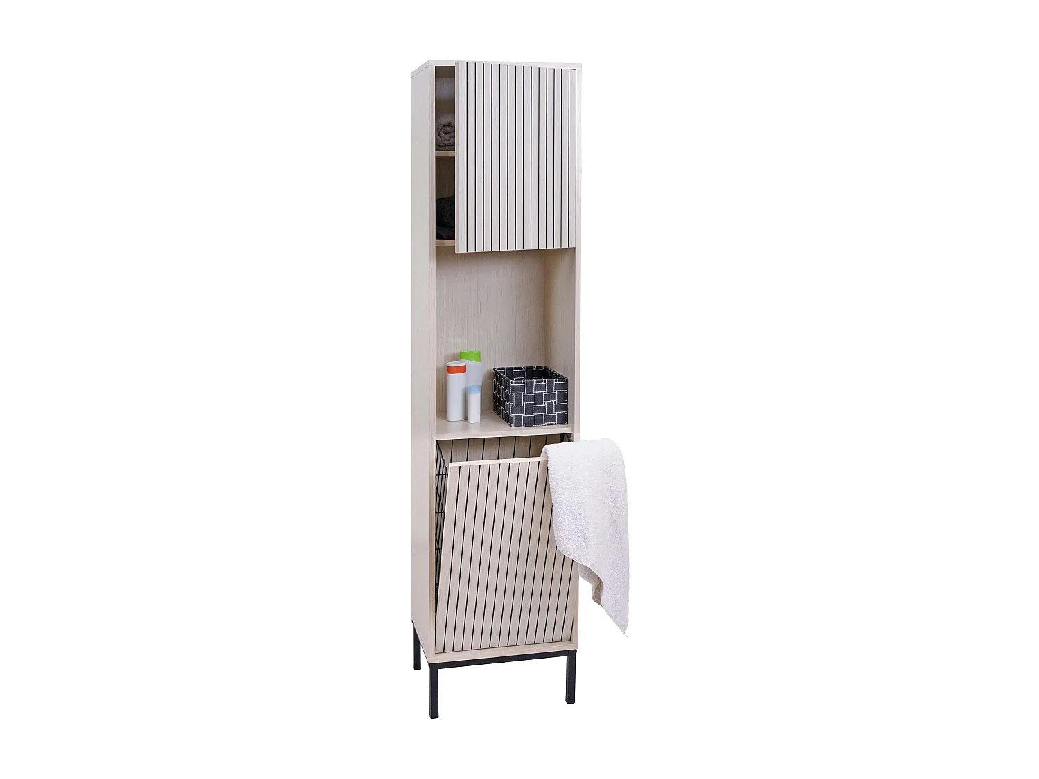 Hochschrank MCW-O42, Holzoptik beige