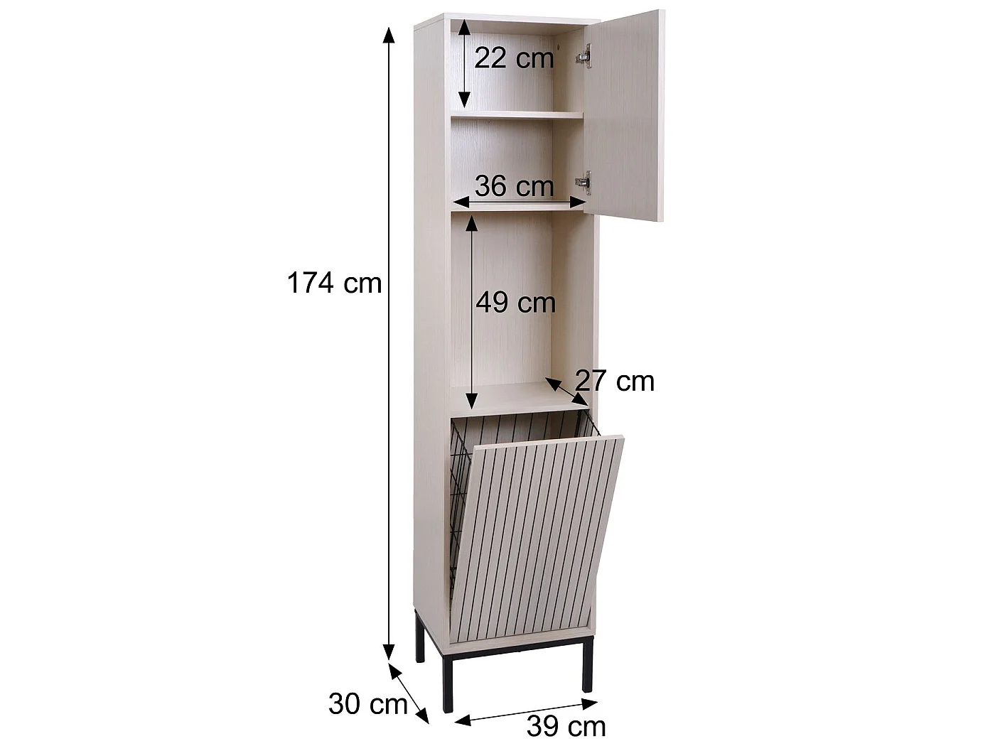 Armoire haute MCW-O42,  aspect bois beige