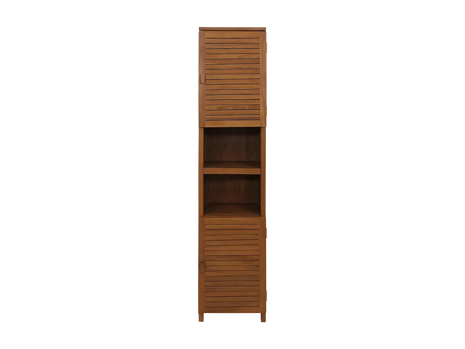 Teak-Hochschrank MCW-M87, Badschrank Badregal Badezimmer, hochwertiges B-Grade-Teak (Kernholz, 20-30 Jahre), 180x40cm