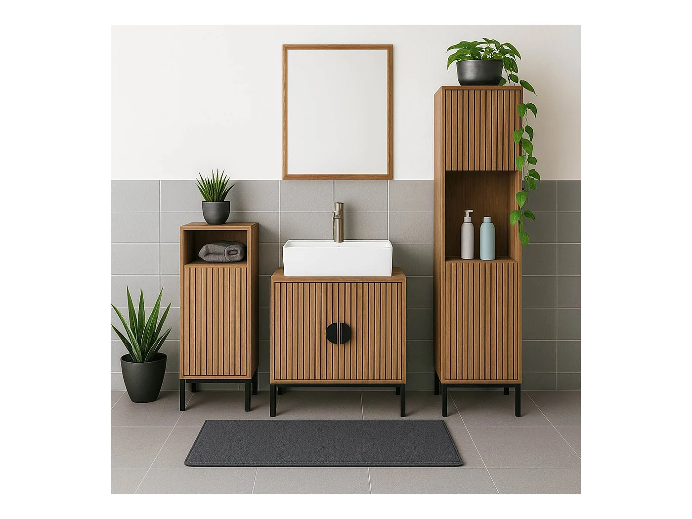 Szafka wysoka MCW-O42,  wygląd drewna naturalnego