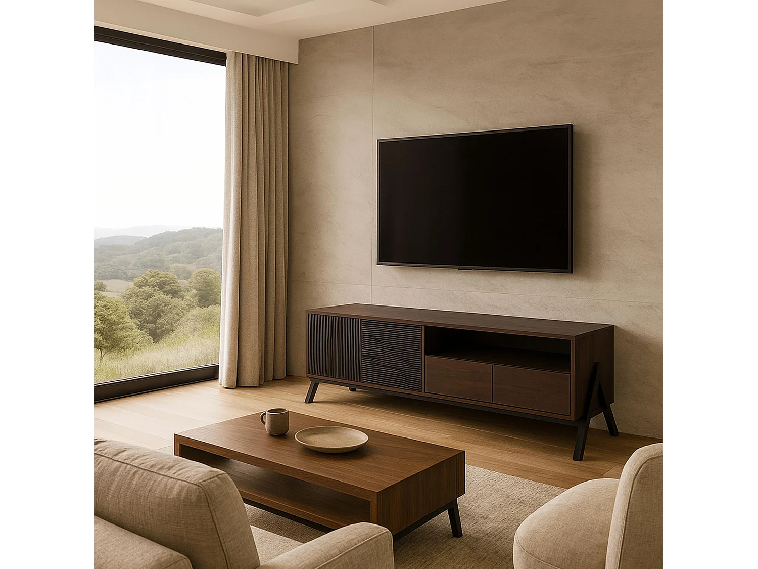 TV Stand MCW-O40,  walnut finish