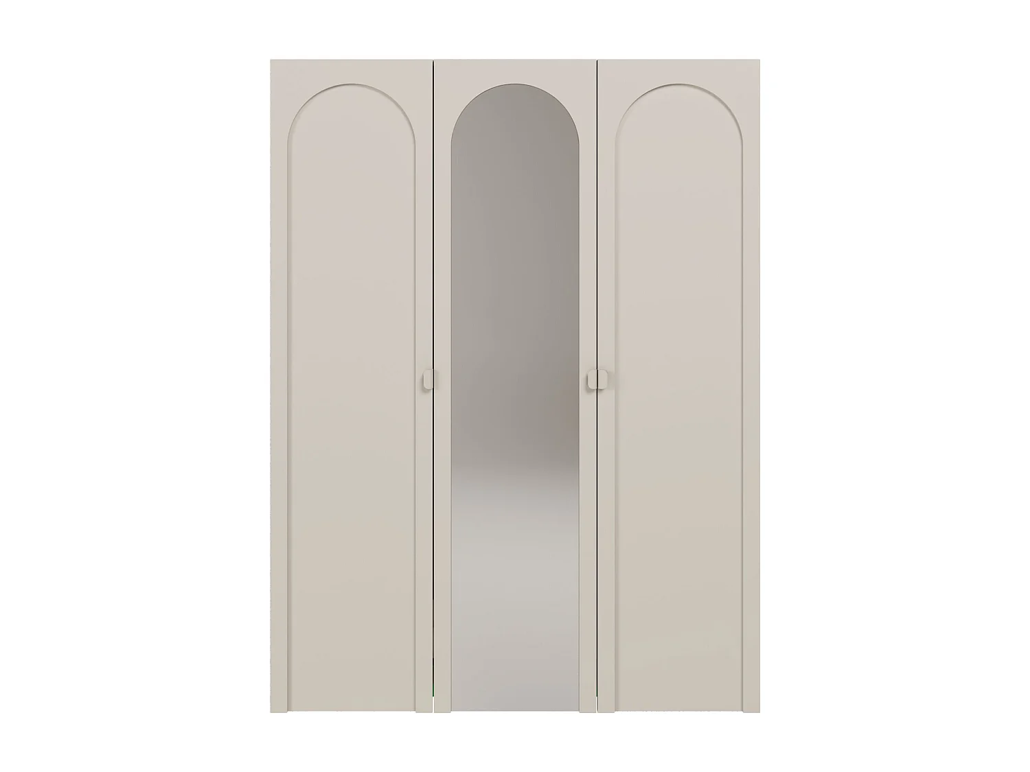 Armoire avec miroir et 3 portes à façades cintrées – 150 cm – gris cachemire – Arkadia