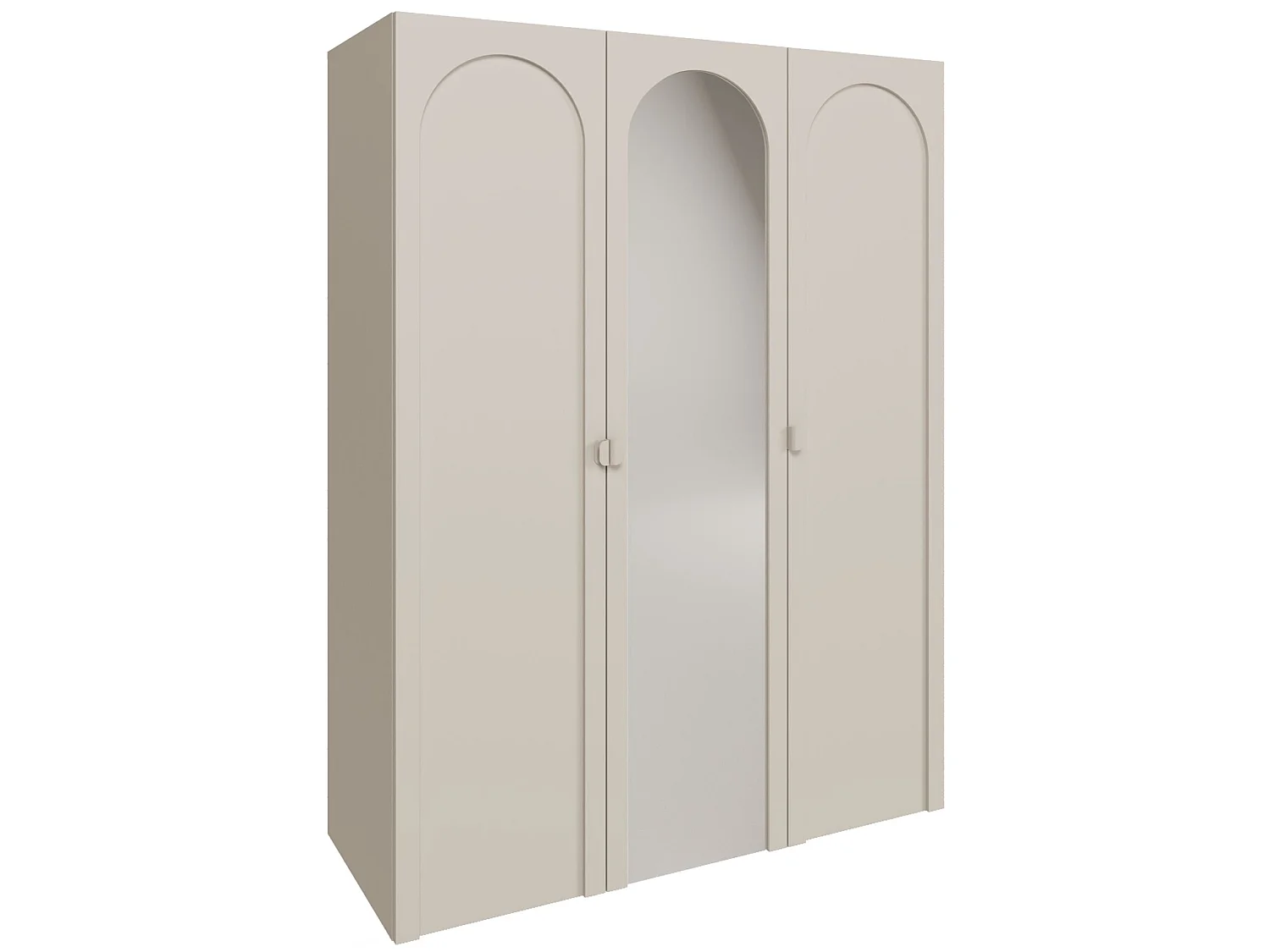 Armoire avec miroir et 3 portes à façades cintrées – 150 cm – gris cachemire – Arkadia