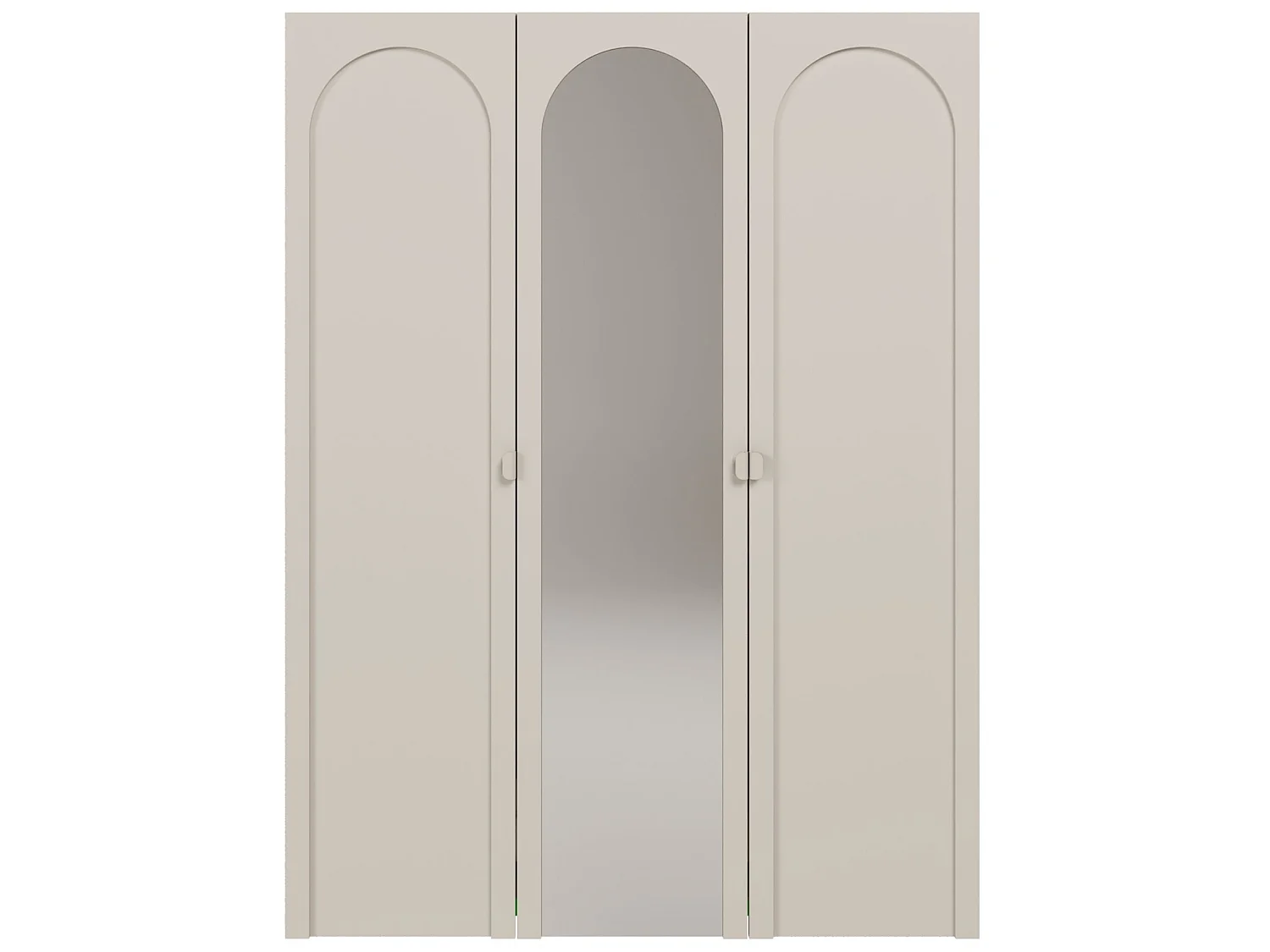 Armoire avec miroir et 3 portes à façades cintrées – 150 cm – gris cachemire – Arkadia