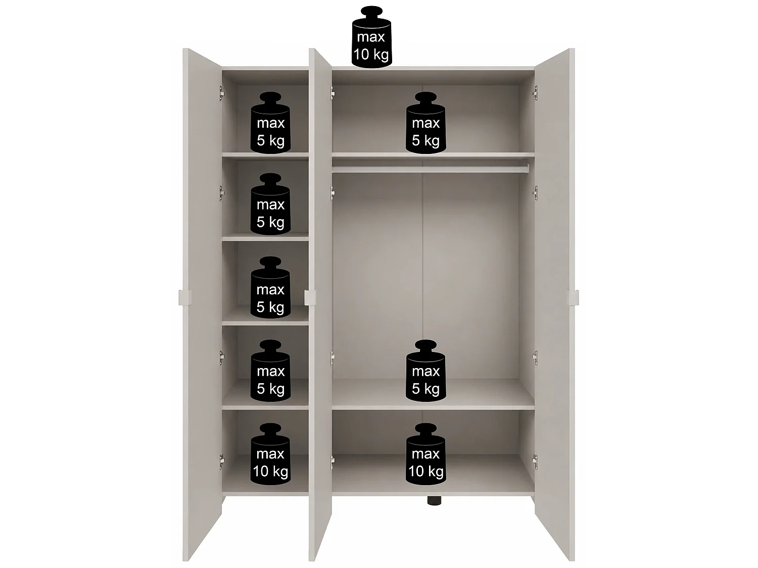 Armoire avec miroir et 3 portes à façades cintrées – 150 cm – gris cachemire – Arkadia