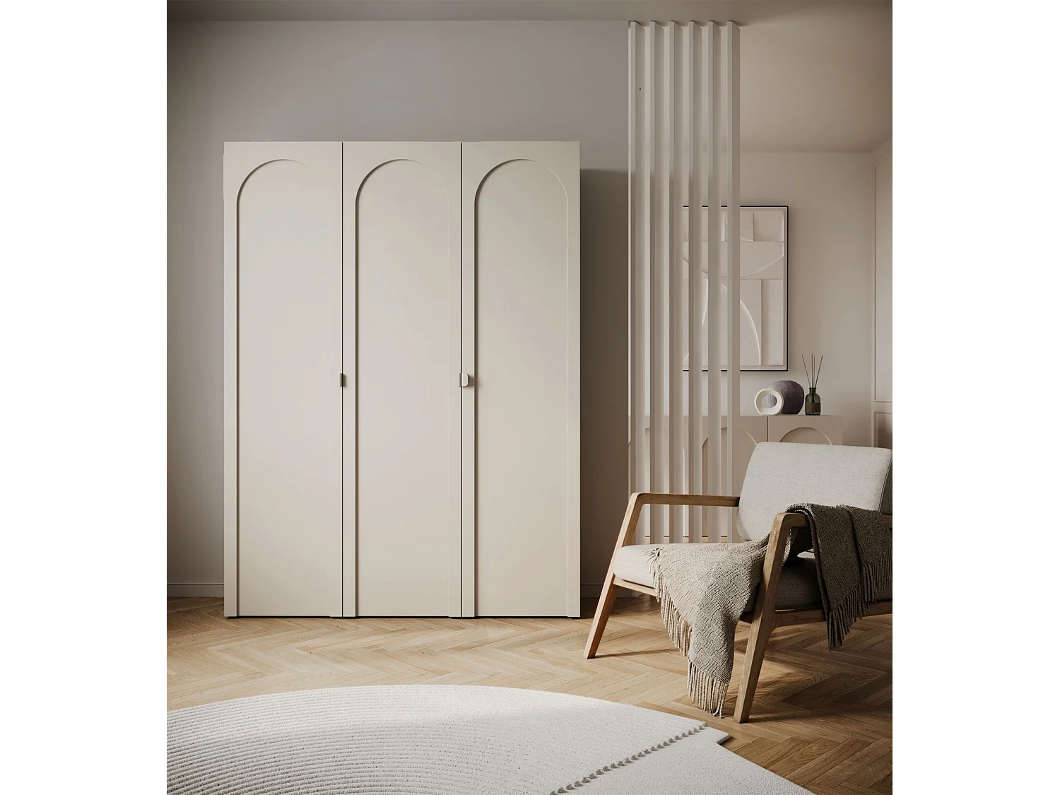 Kleiderschrank mit 3 Türen – Kaschmirgrau – 150 cm – ARKADIA