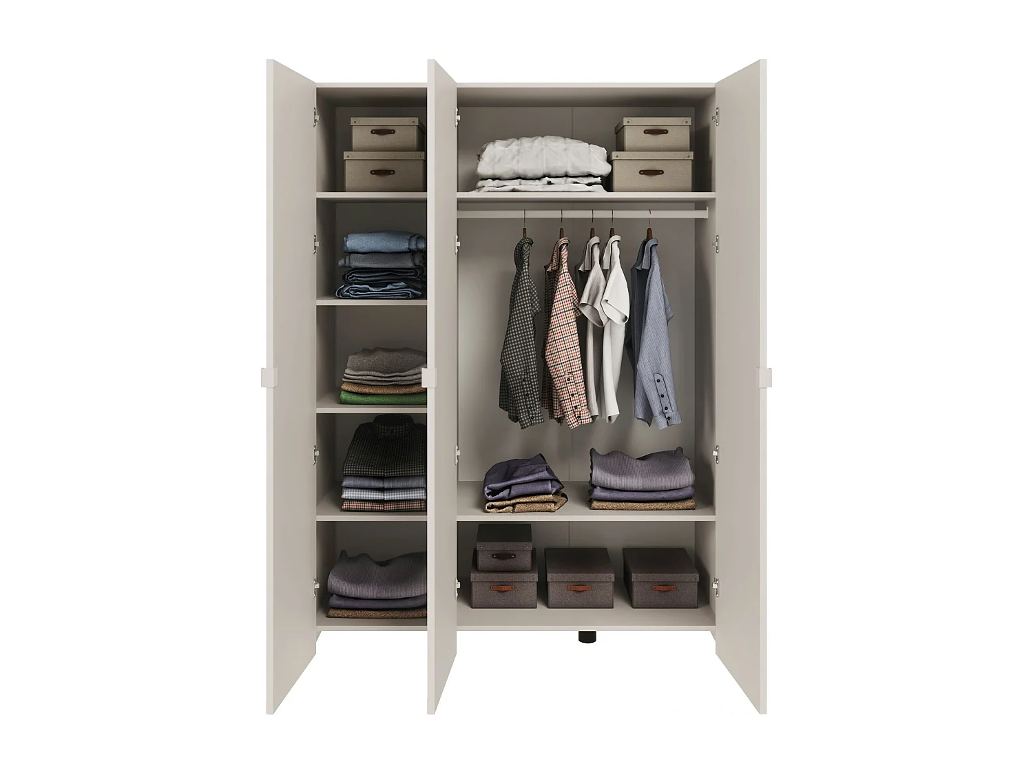 Armoire 3 portes à façades cintrées – 150 cm – gris cachemire – Arkadia