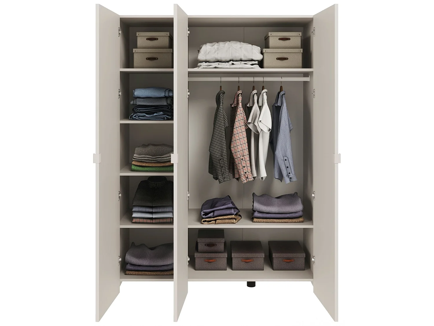 Armoire 3 portes à façades cintrées – 150 cm – gris cachemire – Arkadia