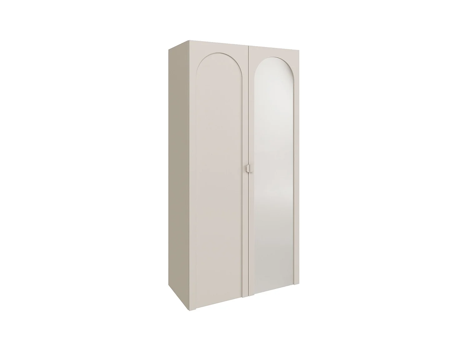 Armoire avec miroir et 2 portes à façades cintrées – 100 cm – gris cachemire – Arkadia