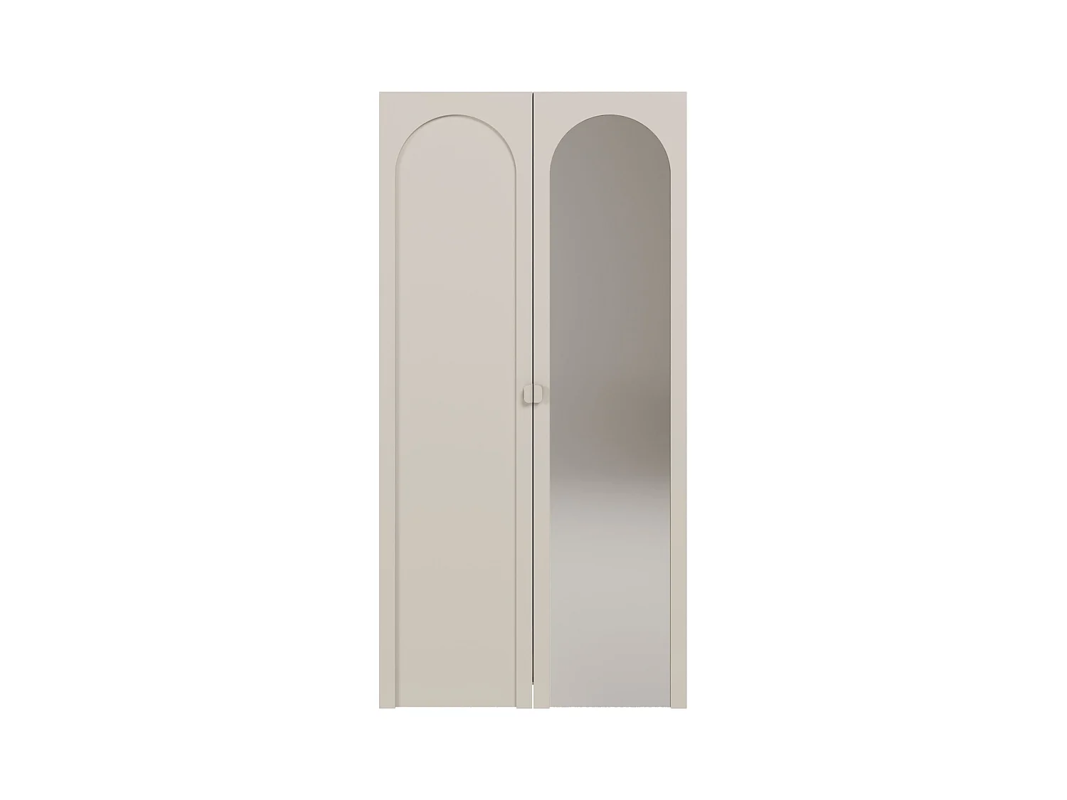 Armoire avec miroir et 2 portes à façades cintrées – 100 cm – gris cachemire – Arkadia