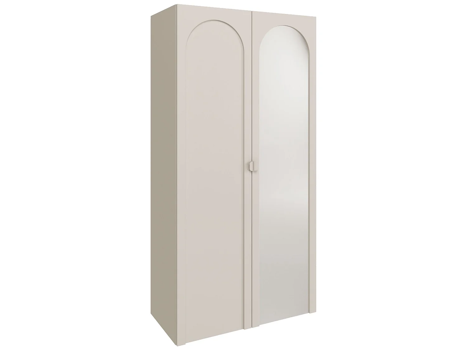 Armoire avec miroir et 2 portes à façades cintrées – 100 cm – gris cachemire – Arkadia