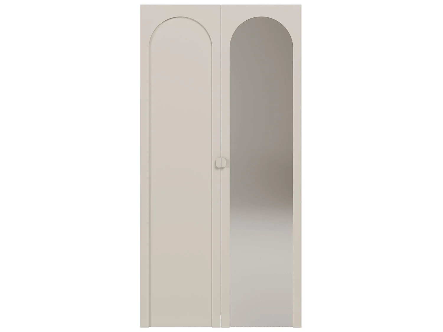 Armoire avec miroir et 2 portes à façades cintrées – 100 cm – gris cachemire – Arkadia