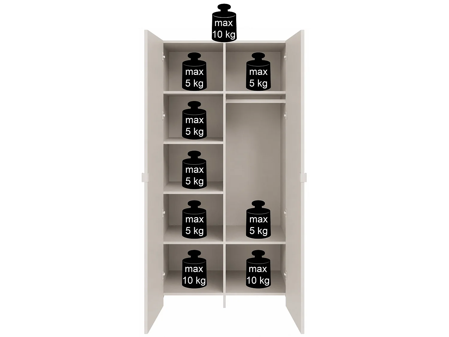 Kledingkast met spiegel – 2 deuren met boogvormige groeven – kasjmiergrijs – 100 cm – ARKADIA
