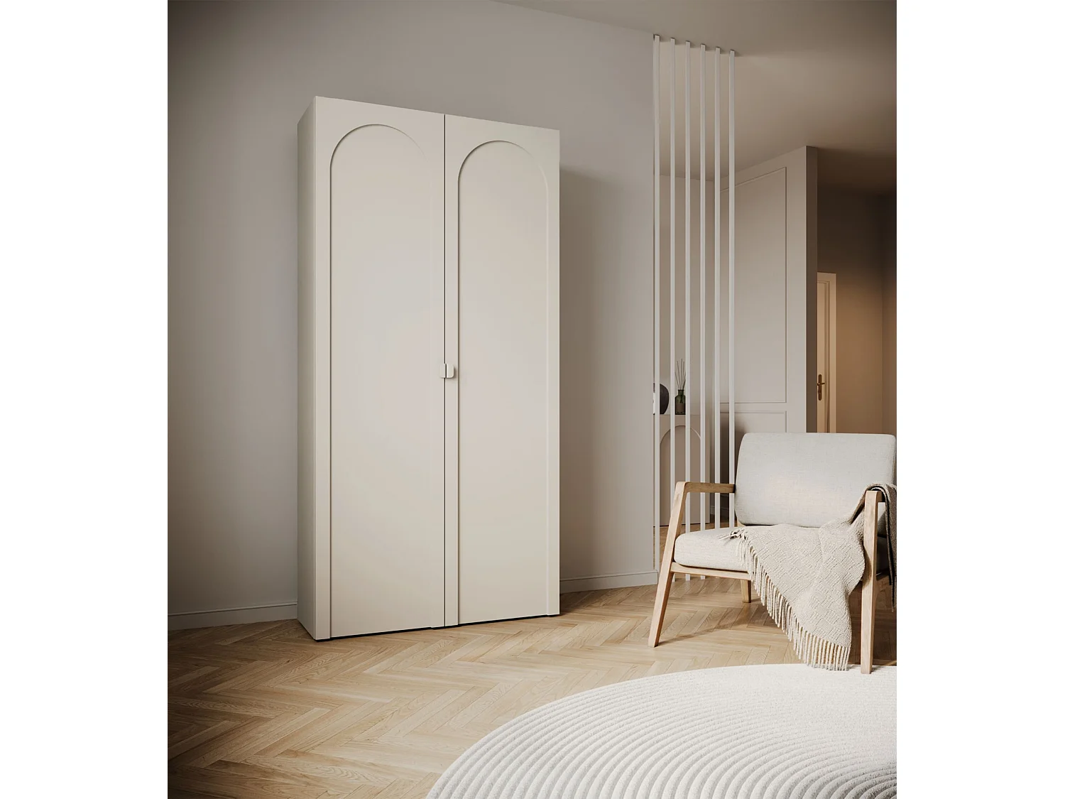 Kleiderschrank mit 2 Türen – Kaschmirgrau – 100 cm – ARKADIA