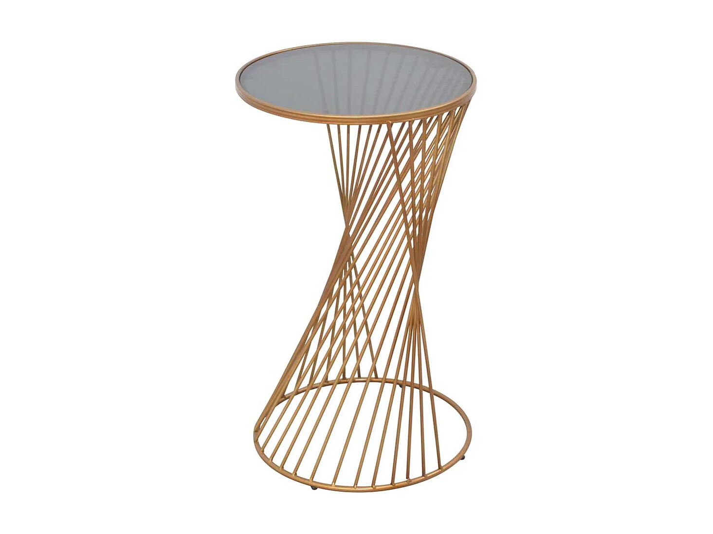 Telefonkonsole aus Metall und Sicherheitsglas Goldfarben