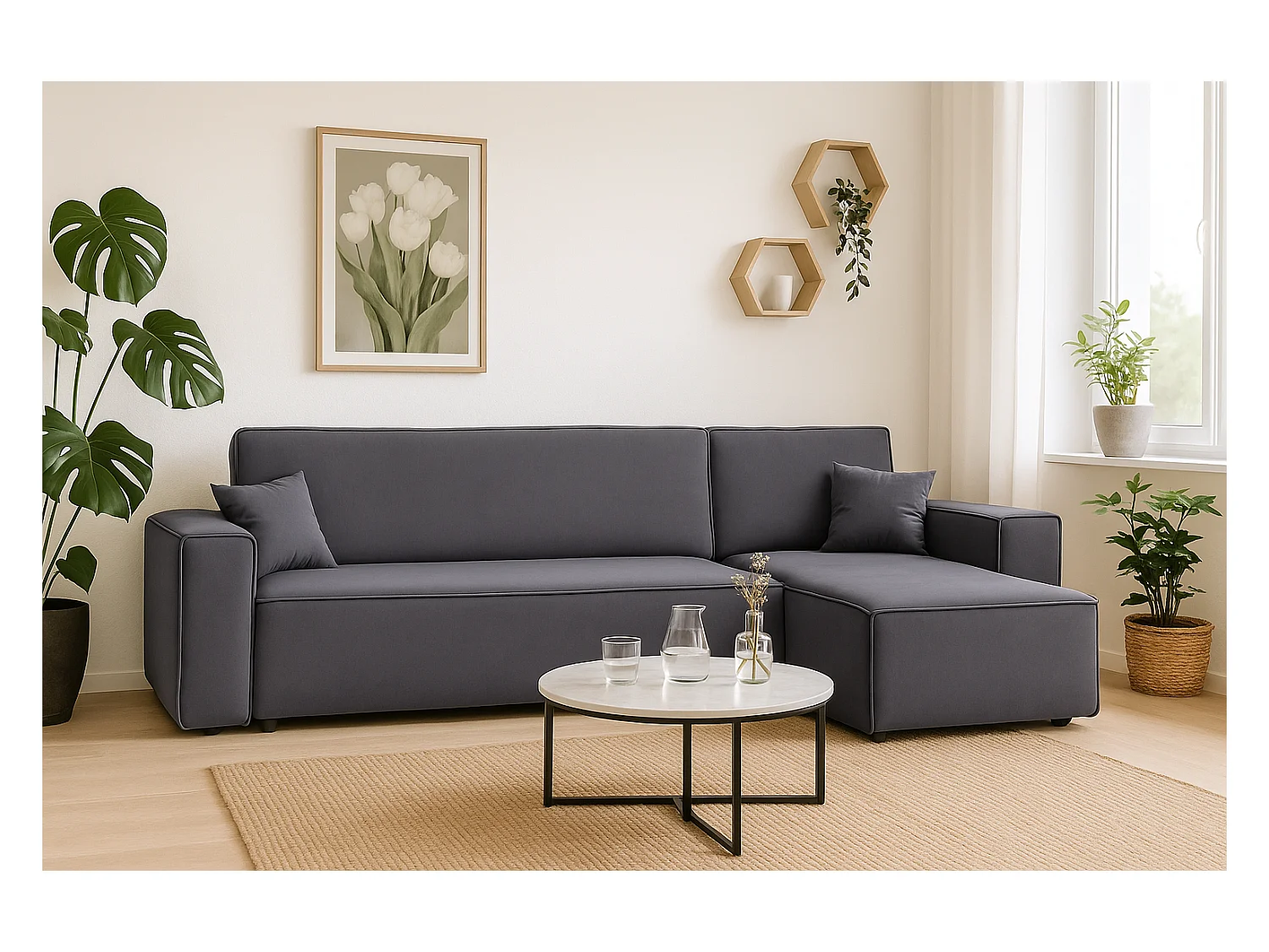 Canapé d’angle DENIS L avec fonction lit 135x200 Riviera 95