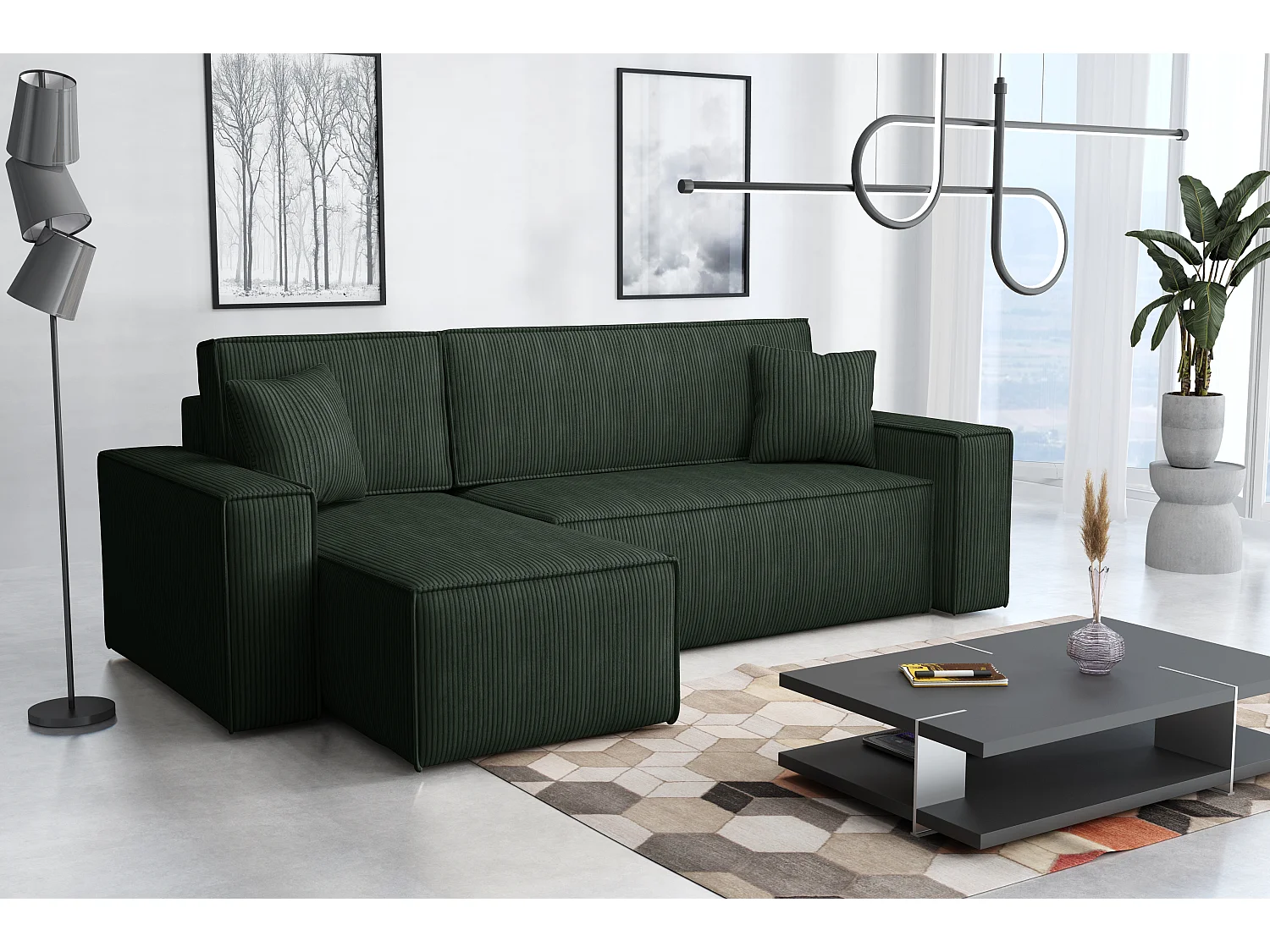 Canapé d’angle DENIS L avec fonction lit 135x200 Poso 14