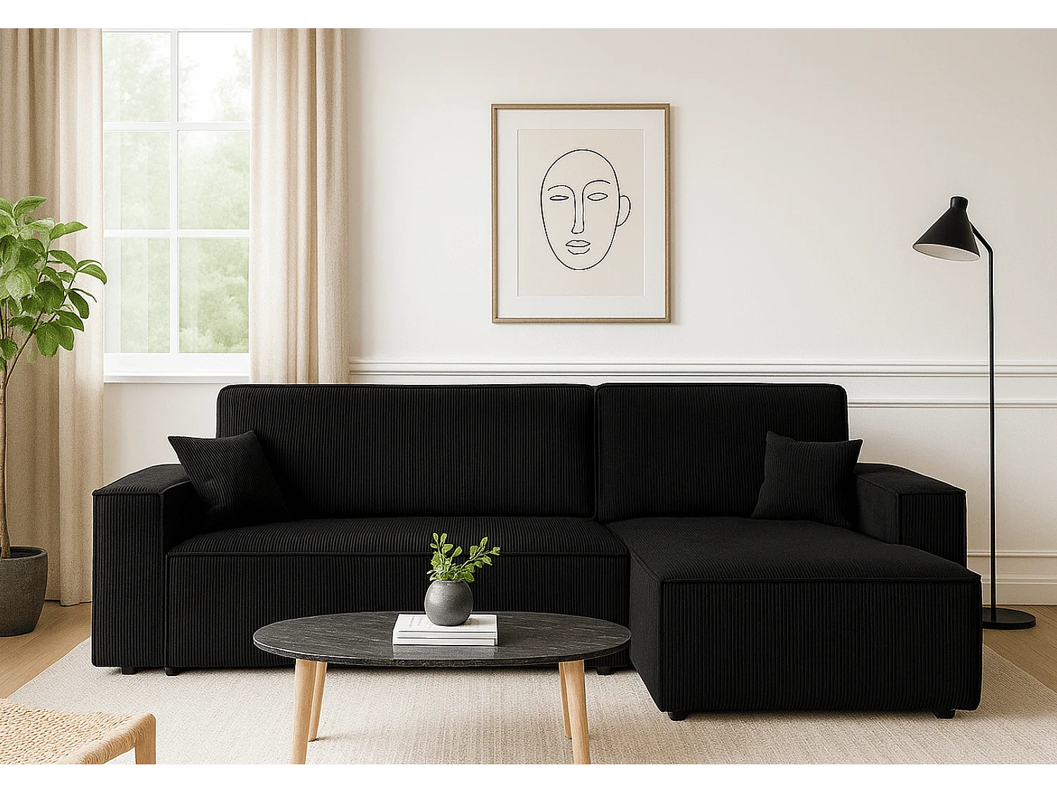 Canapé d’angle DENIS L avec fonction lit 135x200 Poso 135